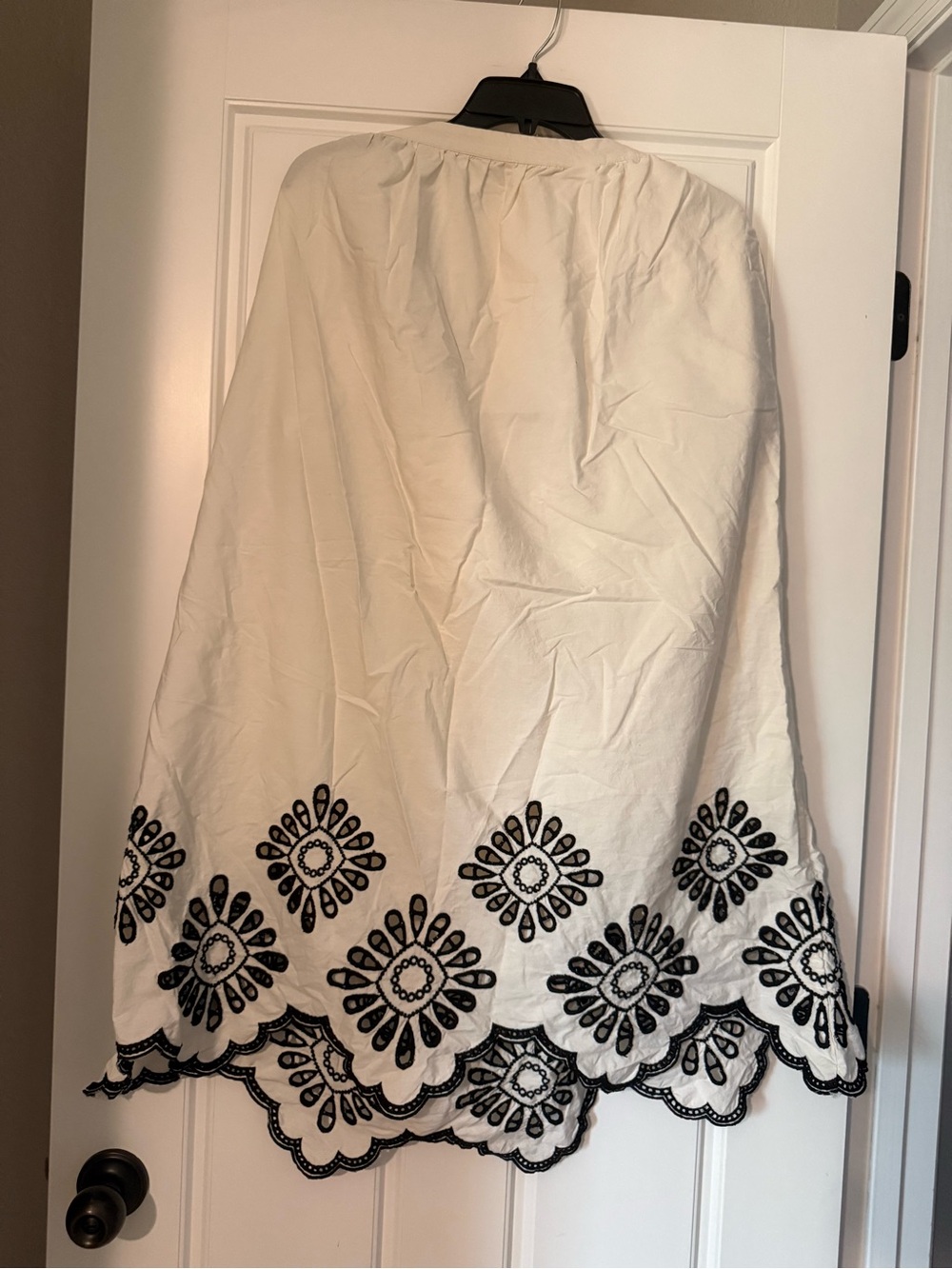 Universal Thread White Maxi Skirt with Black Embroidered Hem